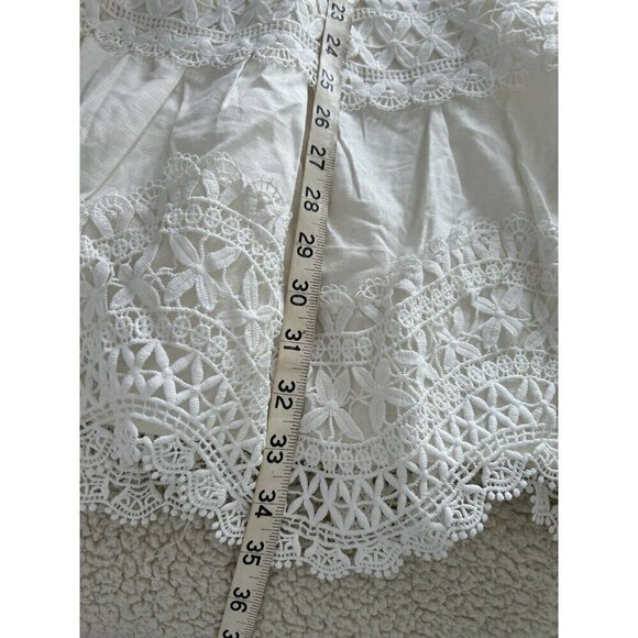 ENDLESS ROSE White Puff Sleeve V-Neck Lace Trim Mini Dress Sz M - Picture 14 of 16